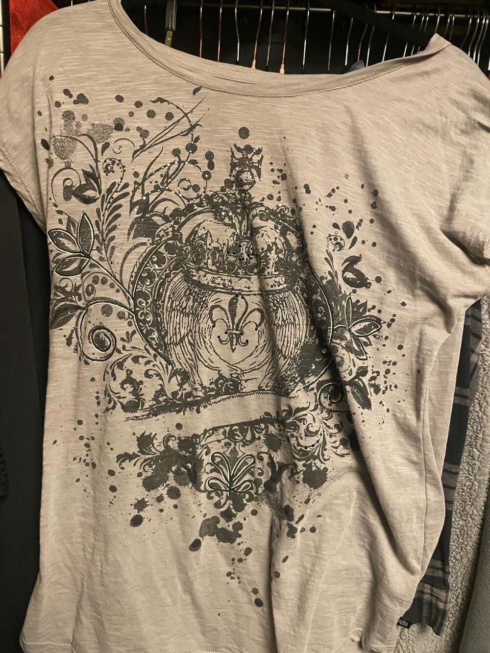 affliction, grunge styled graphic tee brand- blue...